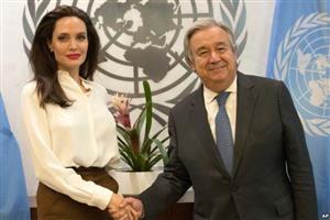 آنجلینا جولی با آنتونو گوترش دبیر کل سازمان ملل دیدار کرد