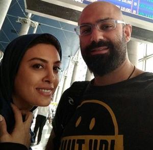 سلفی خانم بازیگر و همسرش در فرودگاه