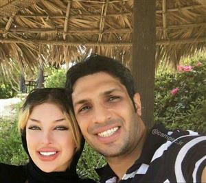 فوتبالیست مشهور پرسپولیسی کنار همسر زیبایش +عکس