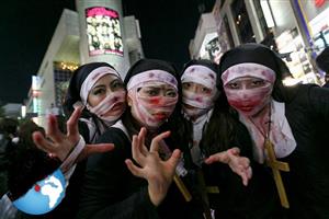 گریم عجیب و ترسناک زنان ژاپنی در جشن هالووین+عکس 