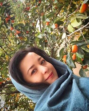 سلفی خانم بازیگر با درخت نارنج