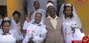 جشن عروسی مرد 50 ساله با سه عروس در یک روز+تصاویر