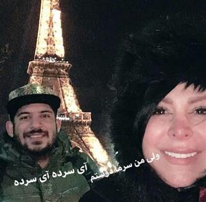 لرزیدن خانم بازیگر و پسرش در سرمای پاریس+عکس