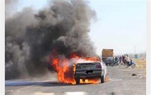 مرگ راننده خودروی سواری در میان شعله های آتش